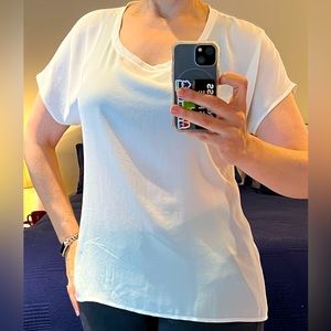 White flowy cap sleeve Pleione blouse size medium